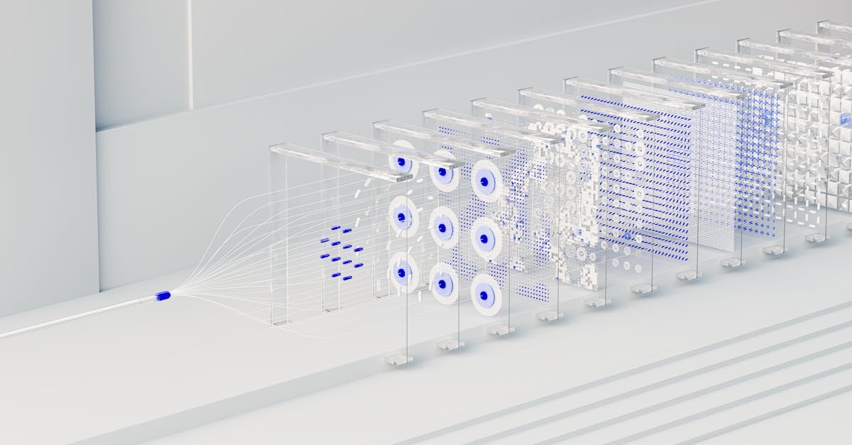 Visual abstraction of neural networks in AI technology, featuring data flow and algorithms.