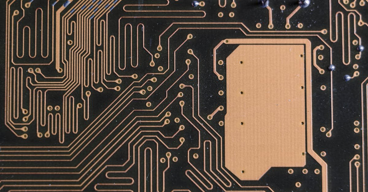 Detailed view of intricate circuit board patterns in technology hardware.