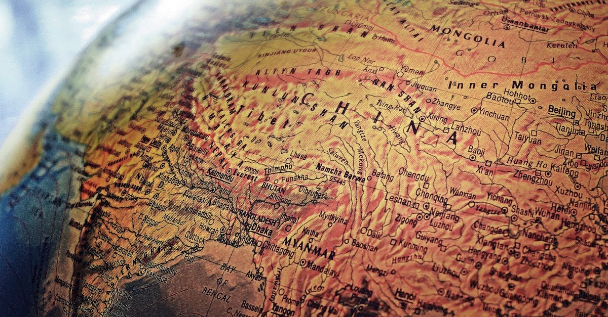 Explore the intricate details of China and neighboring regions in this vintage-style globe photo.