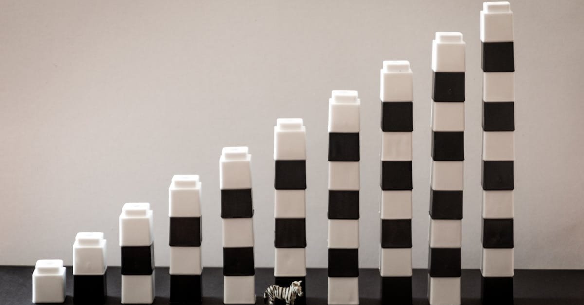 Black and white blocks steadily stacked, forming a gradual rise with a tiny zebra figurine in front.