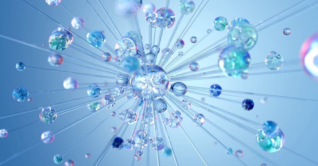 3D render abstract digital visualization depicting neural networks and AI technology.