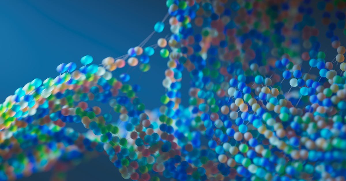 Colorful abstract representation of a molecular structure with interconnected spheres.