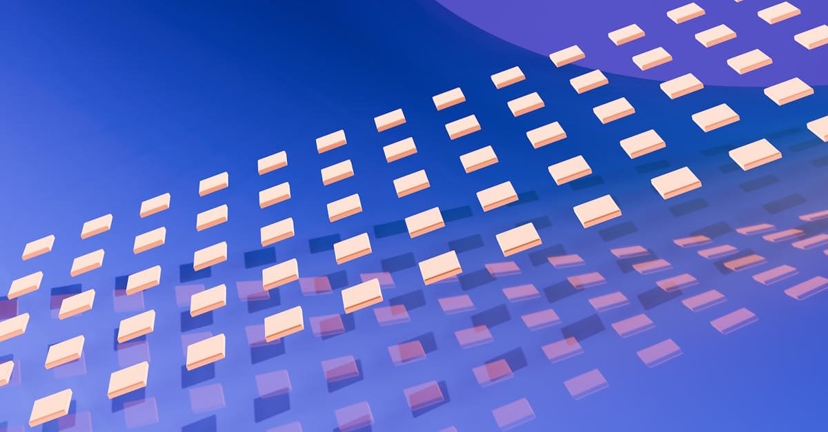 Dynamic 3D abstract image with geometric pattern in blue and peach tones.
