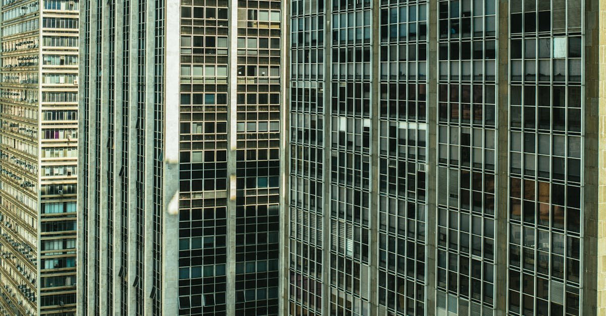 Detailed view of modern skyscraper windows showcasing urban architecture.