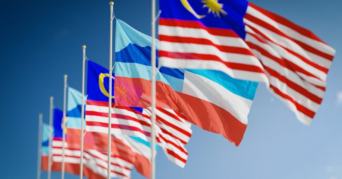 Waving Malaysian and Sabah flags against a clear blue sky, showcasing national pride