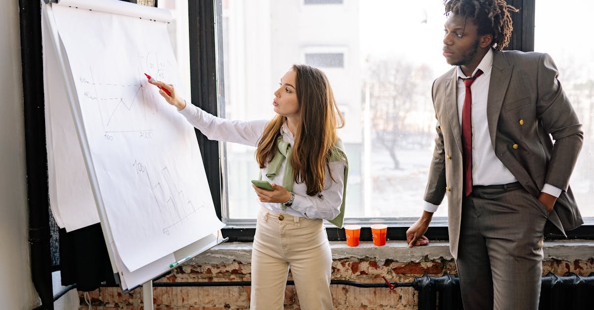 Corporate team discussing business strategies during an office presentation.