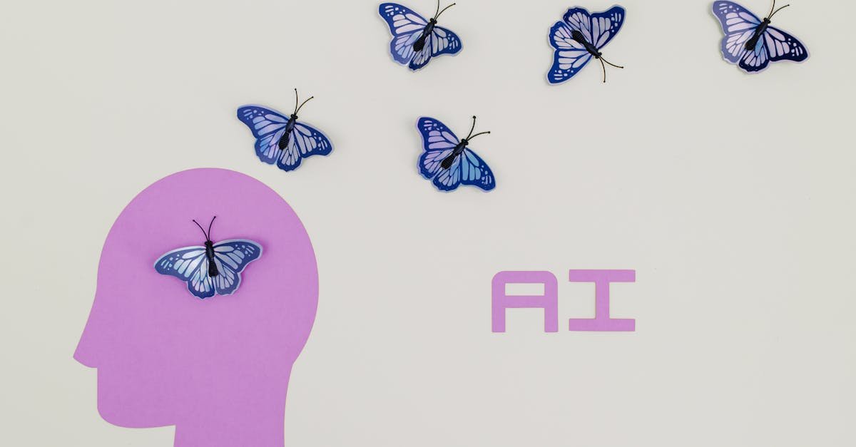Surreal AI conceptual art featuring butterflies and a human head silhouette in a minimalistic style.