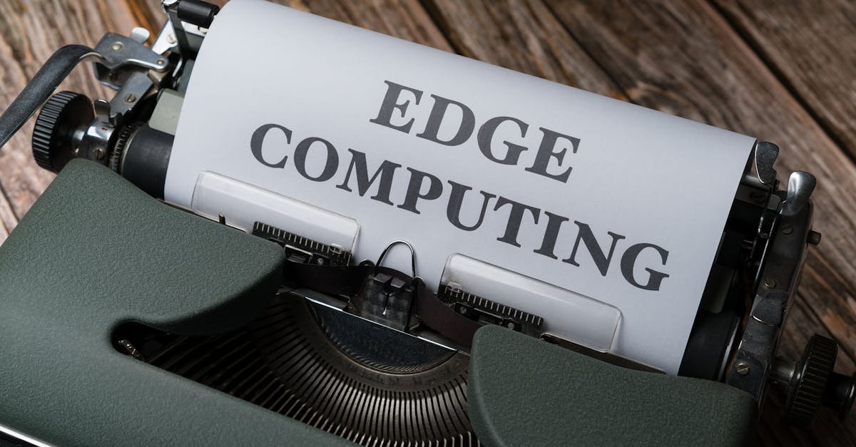 A vintage typewriter displaying the text 'Edge Computing' on paper.
