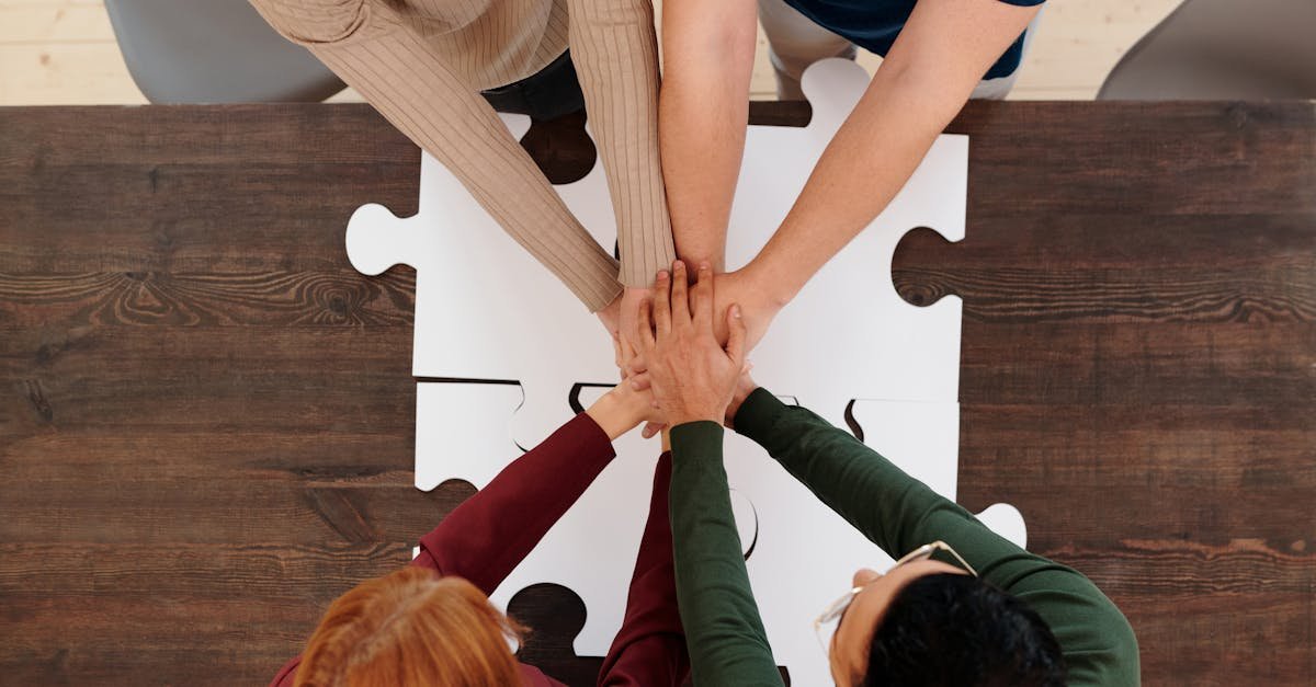 Engaging image of diverse people's hands coming together on puzzle pieces, symbolizing unity.