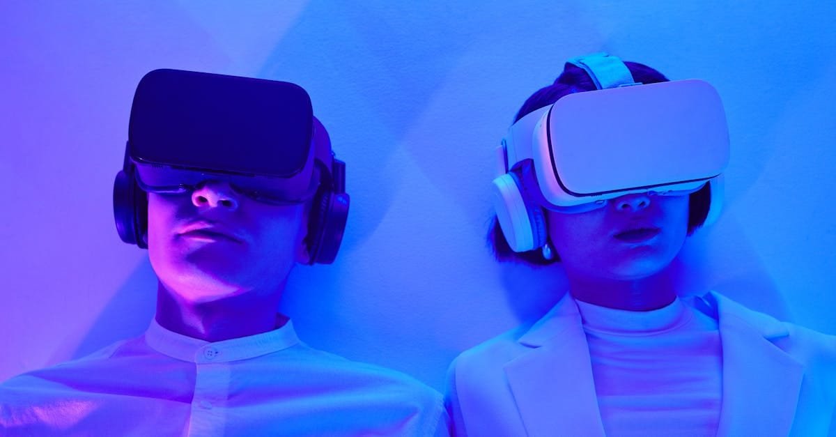 Two people immersed in VR, highlighting future technology and virtual engagement.